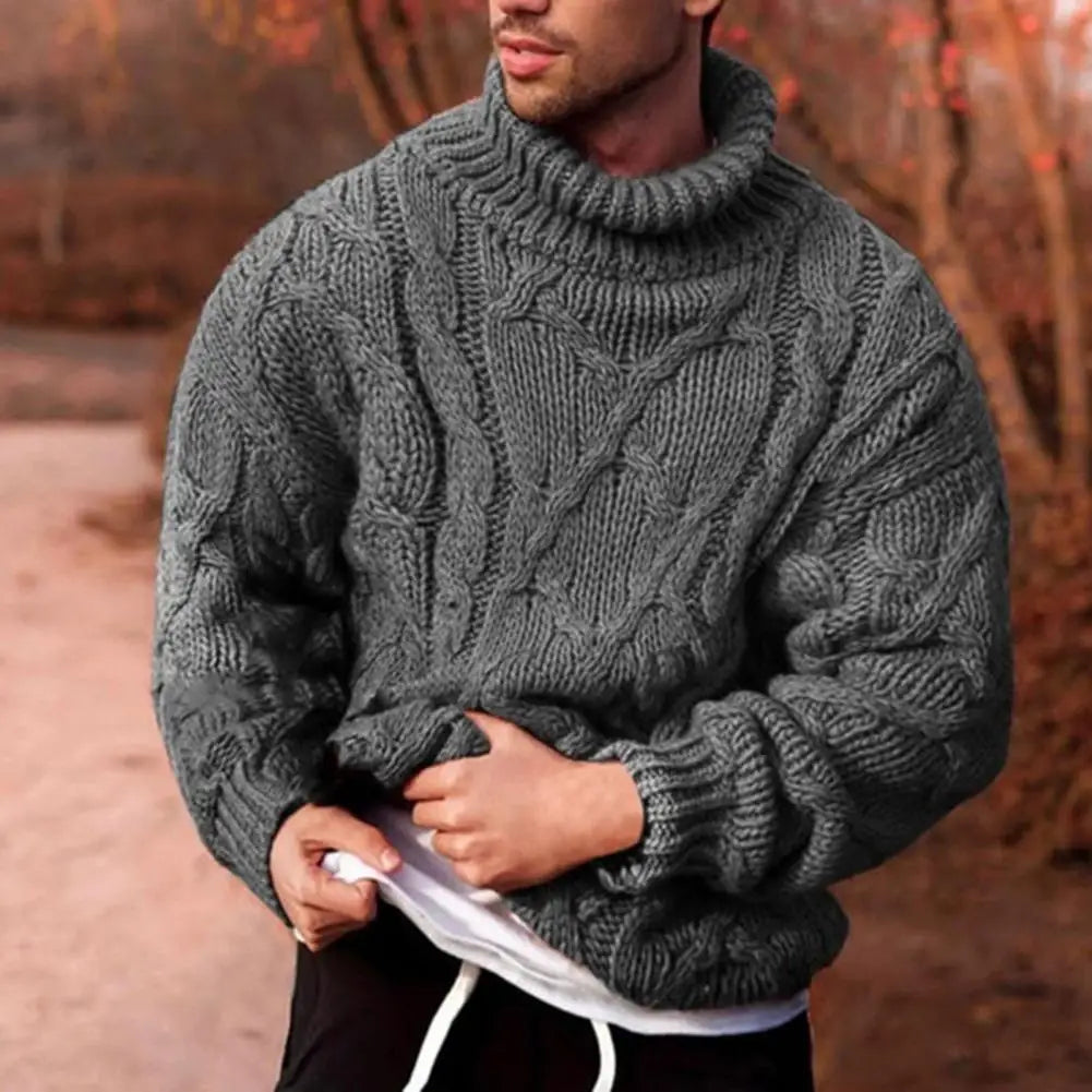 Cedric | Chunky Cable Knit Roll Neck Jumper