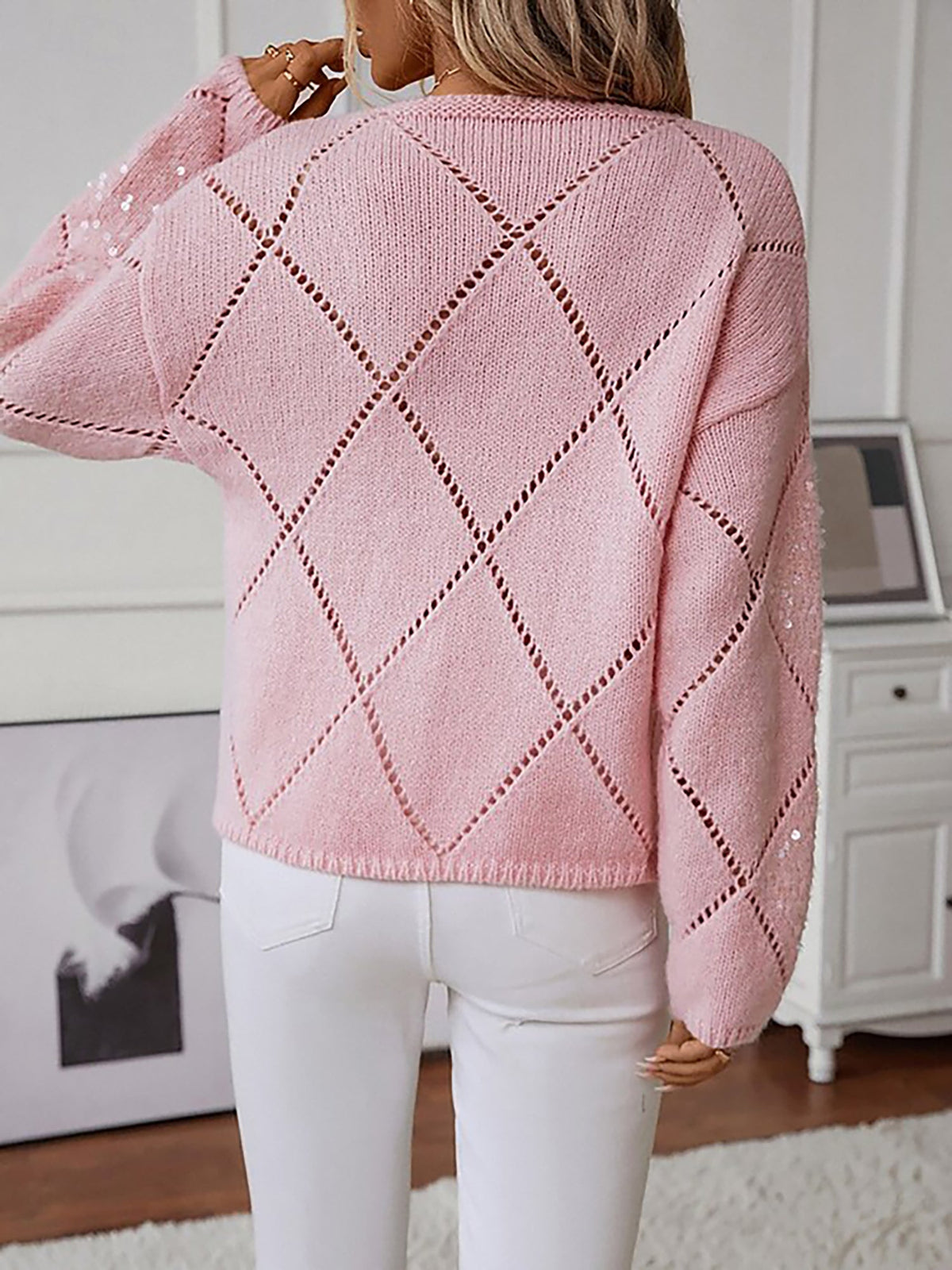Tilda | Diamond Knit Jumper with Sequin Detail