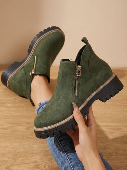 Wanda | Leopard Print Flat Ankle Boots with Chunky Sole