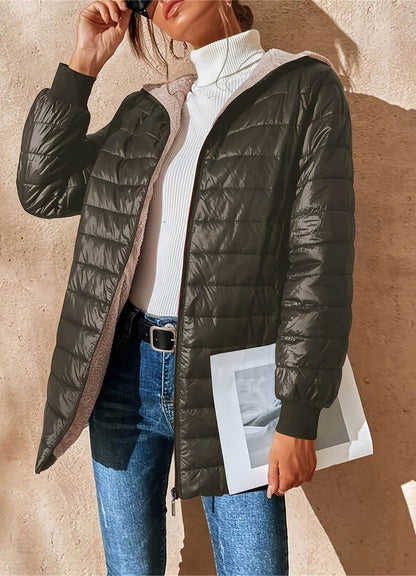 Ivy | Lightweight Hooded Puffer Jacket with Ribbed Cuffs