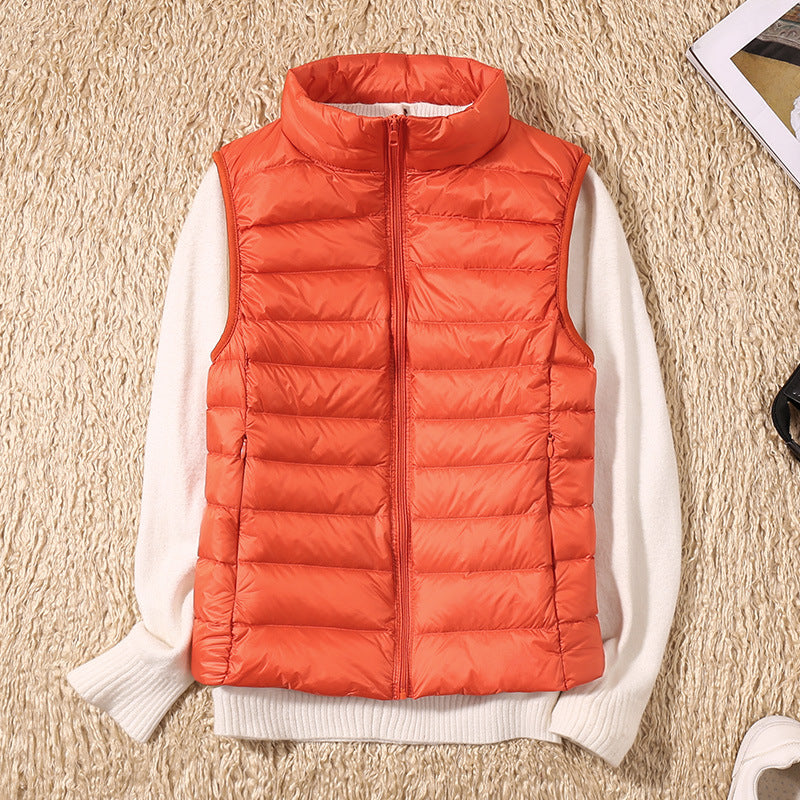 Kelly | Lightweight Padded Gilet with Stand Collar and Zip Front