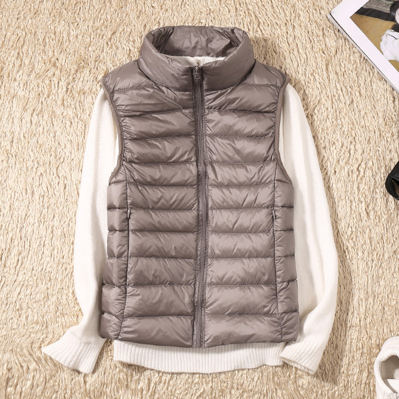 Kelly | Lightweight Padded Gilet with Stand Collar and Zip Front