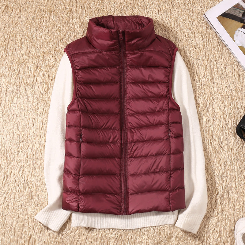 Kelly | Lightweight Padded Gilet with Stand Collar and Zip Front