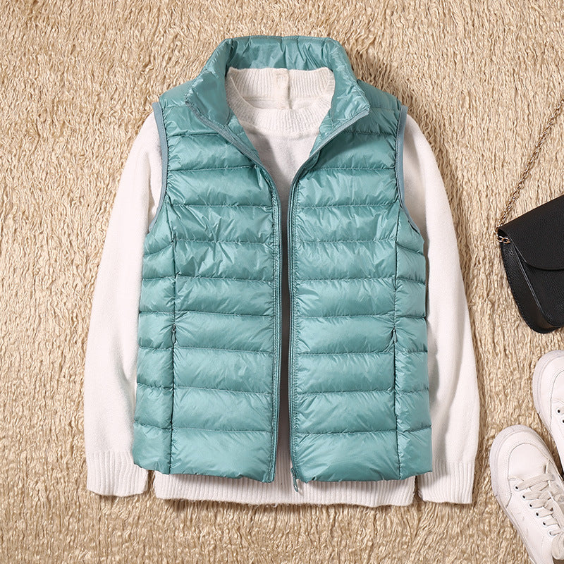 Kelly | Lightweight Padded Gilet with Stand Collar and Zip Front