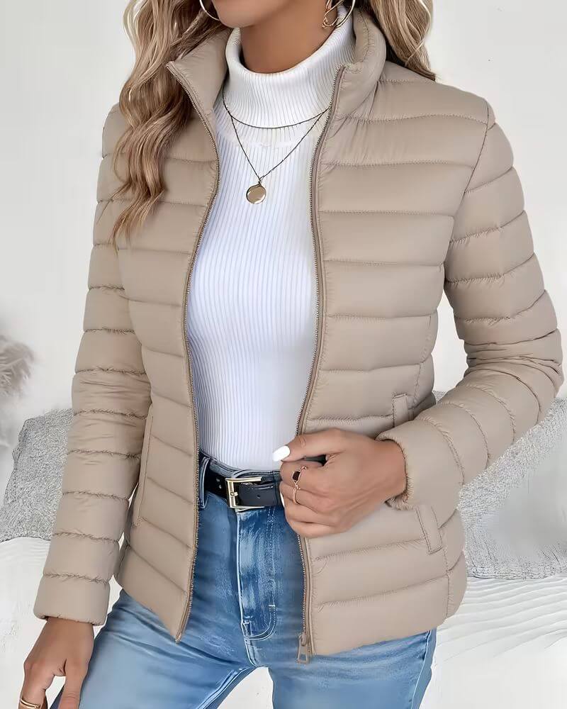 Beatrice | Lightweight Puffer Jacket with Stand Collar and Zip Closure