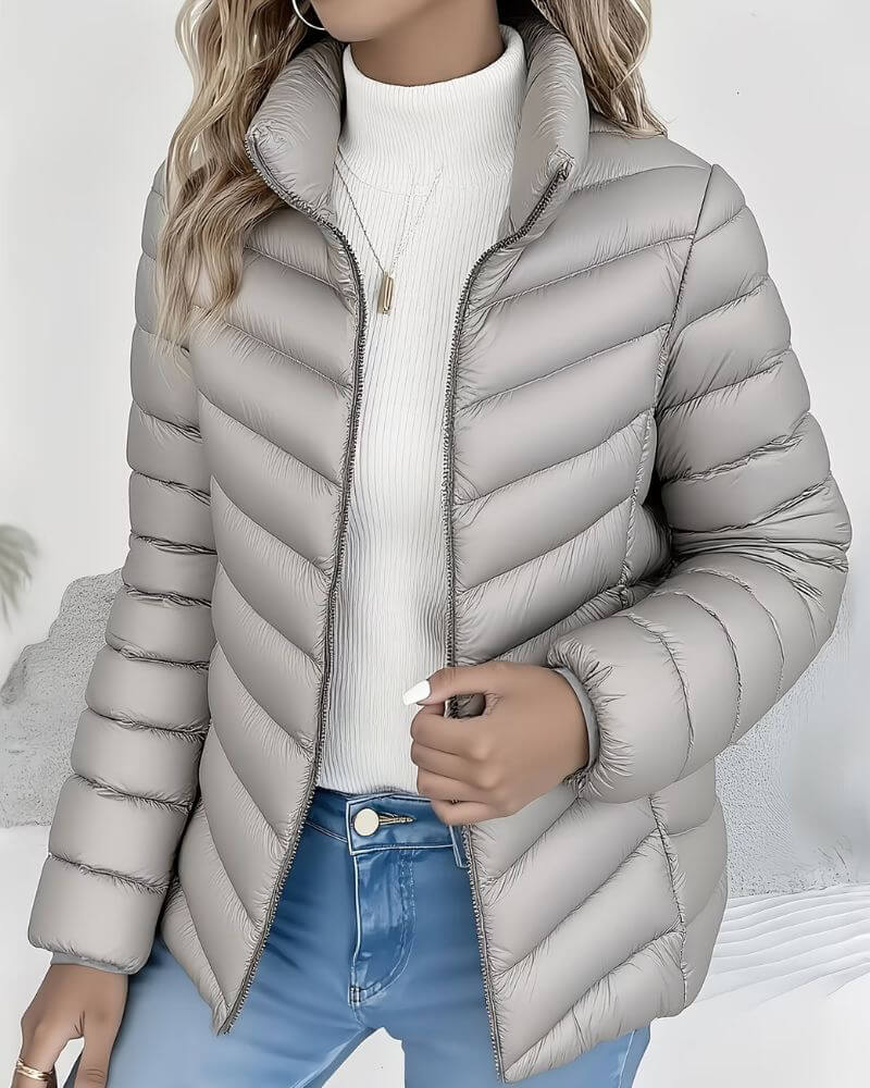 Beatrice | Lightweight Puffer Jacket with Stand Collar and Zip Closure