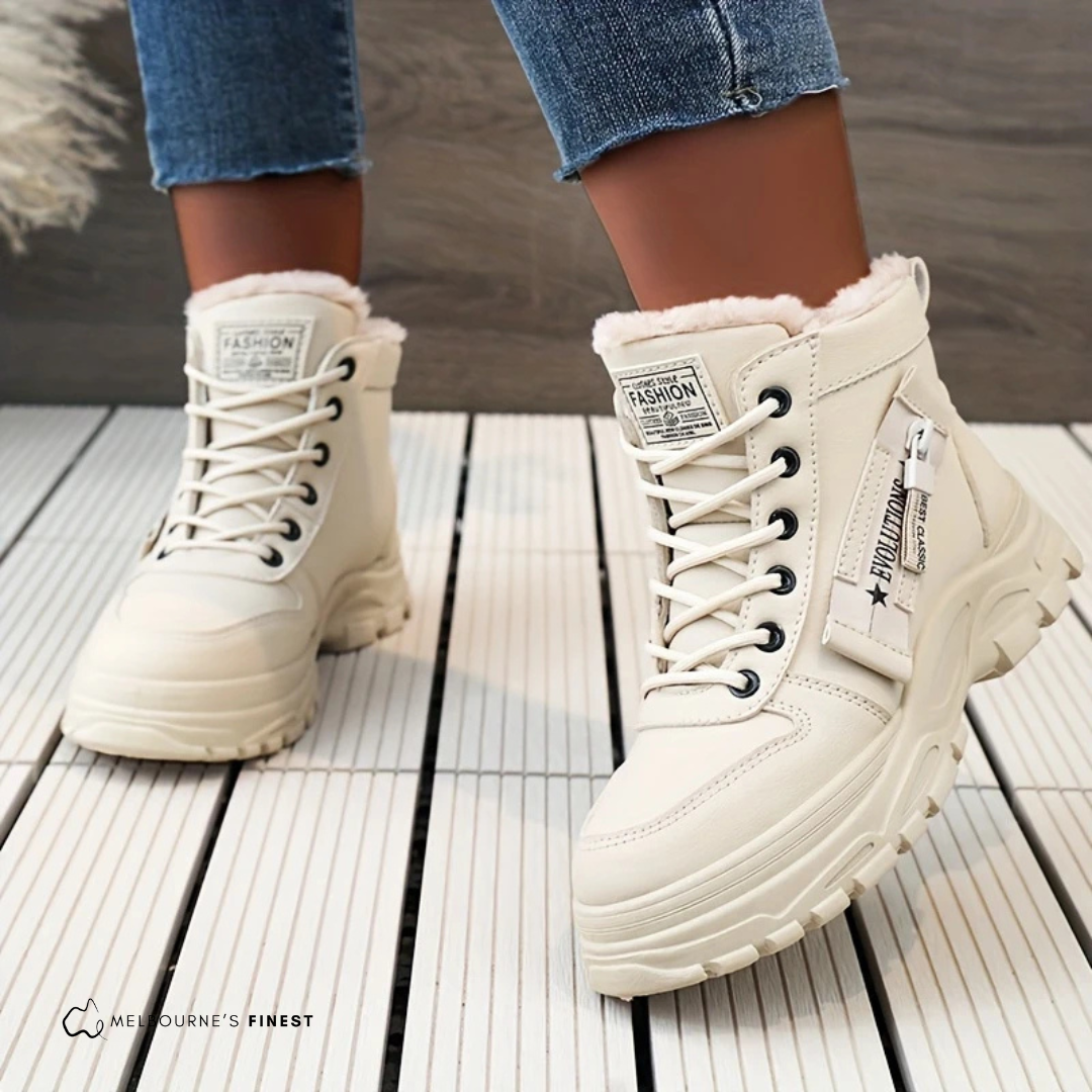 Lily | Faux Fur Lined Platform Lace Up Winter Ankle Boots