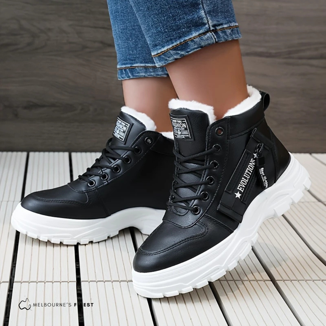 Lily | Faux Fur Lined Platform Lace Up Winter Ankle Boots