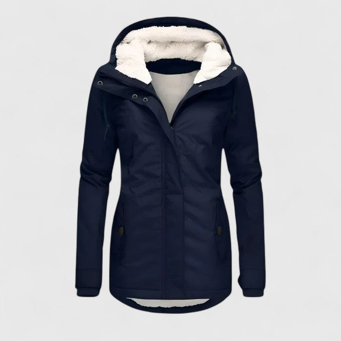 Briony | Fleece Hooded Waterproof Longline Rain Coat