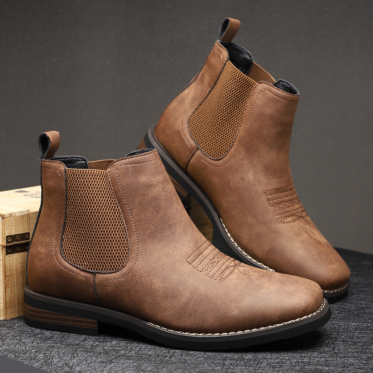 Barnabas | Slip-On Leather Chelsea Boots with Elastic Sides