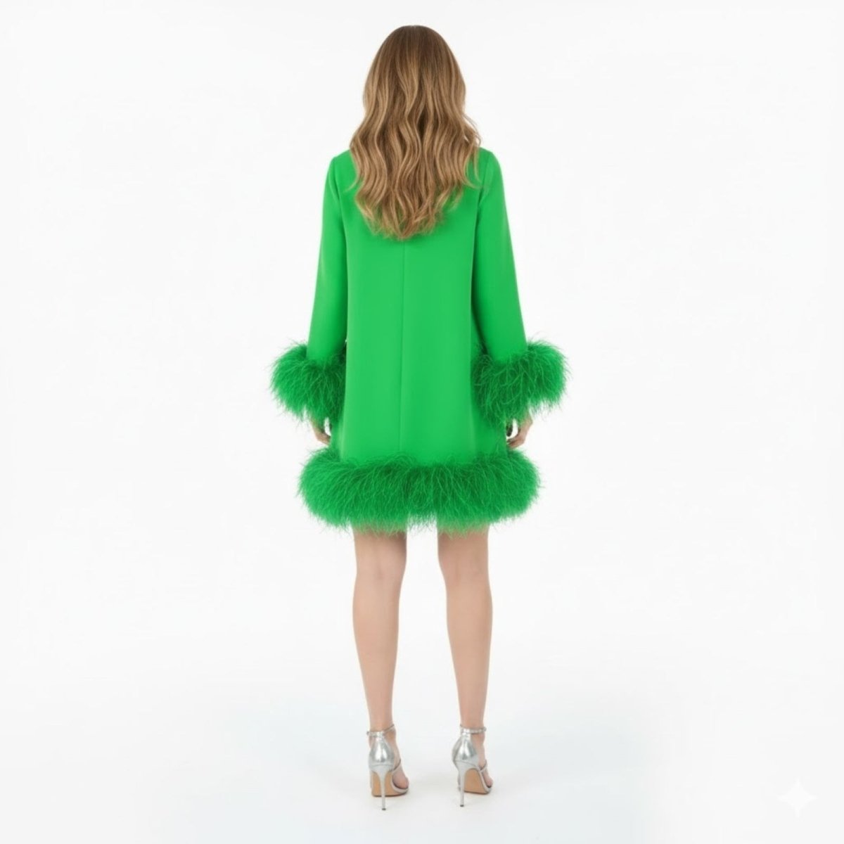 Lilibet | Long Sleeve Mini Dress with Faux Fur Hem