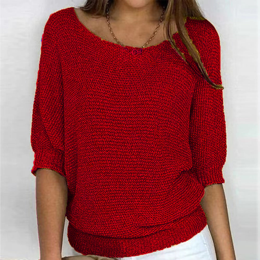 Sarah | Cosy Loose Knit Batwing Scoop Neck Autumn Jumper