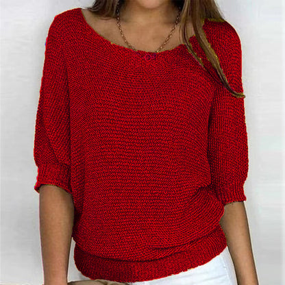Sarah | Cosy Loose Knit Batwing Scoop Neck Autumn Jumper