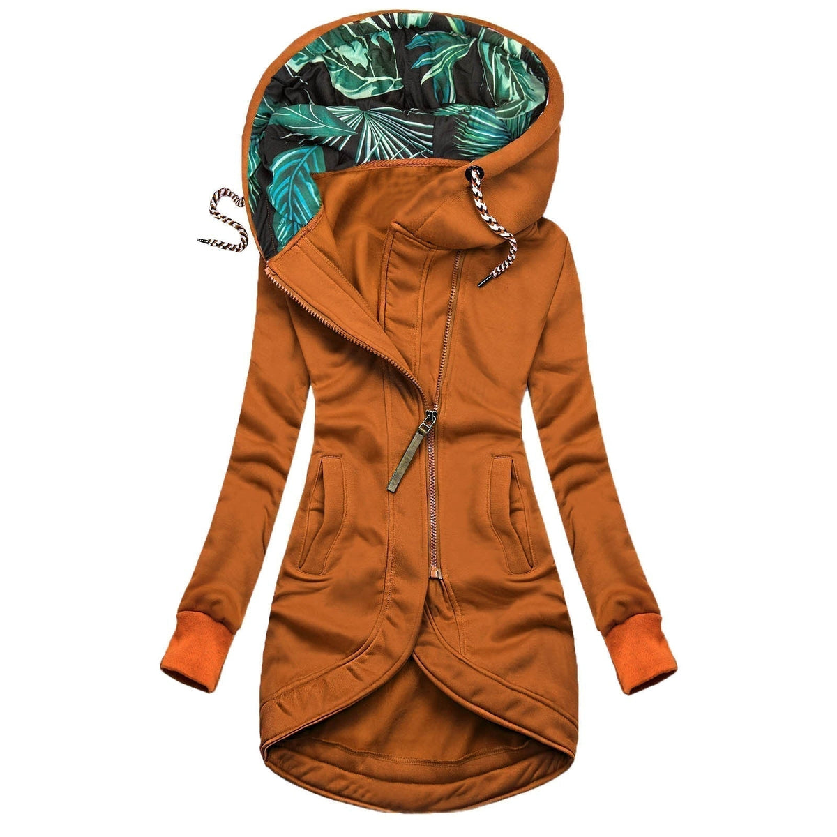 Eden | Waterproof Leaf Print Lined Hooded Rain Jacket