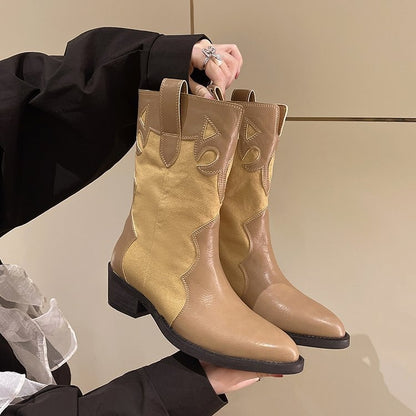 Sable | Women's Embroidered Ankle Cowboy Boots with Block Heel