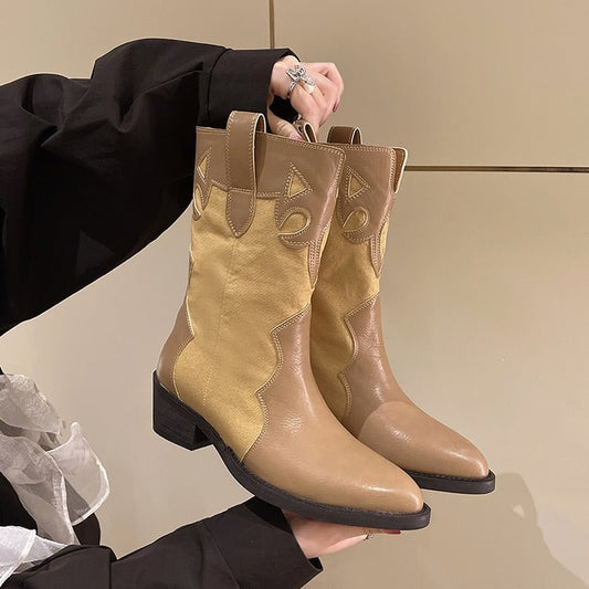 Sable | Women's Embroidered Ankle Cowboy Boots with Block Heel