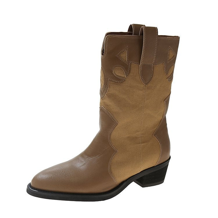 Sable | Women's Embroidered Ankle Cowboy Boots with Block Heel