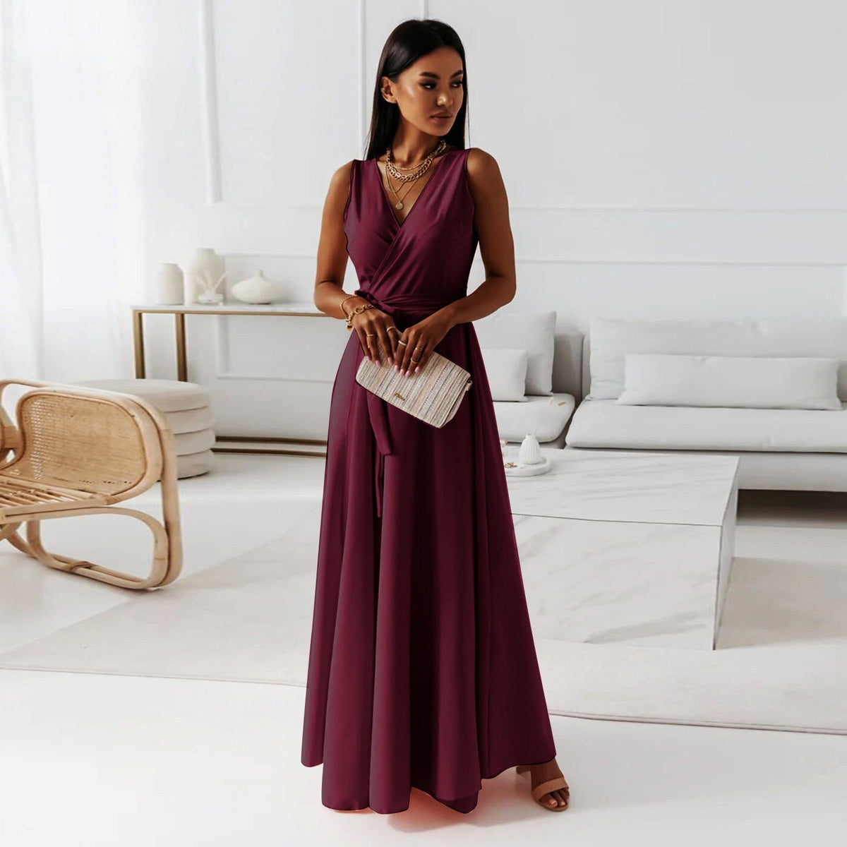 Poppy | Women's Elegant Wrap Maxi Wedding Guest Dress