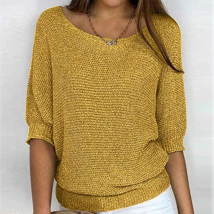 Sarah | Cosy Loose Knit Batwing Scoop Neck Autumn Jumper