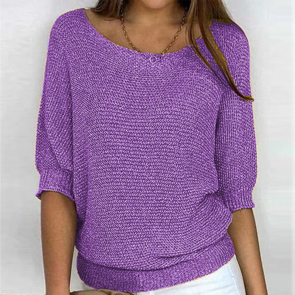 Sarah | Cosy Loose Knit Batwing Scoop Neck Autumn Jumper