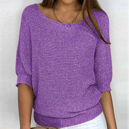 Sarah | Cosy Loose Knit Batwing Scoop Neck Autumn Jumper