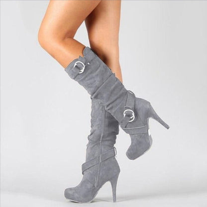Vera | Suede-Look Knee-High Stiletto Boots