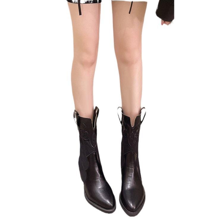 Sable | Women's Embroidered Ankle Cowboy Boots with Block Heel
