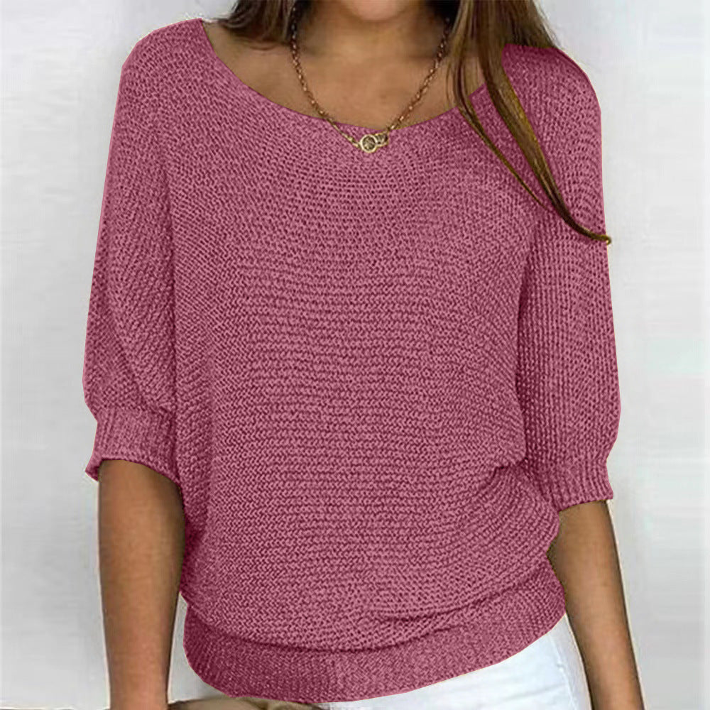 Sarah | Cosy Loose Knit Batwing Scoop Neck Autumn Jumper