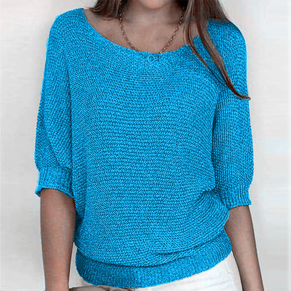 Sarah | Cosy Loose Knit Batwing Scoop Neck Autumn Jumper