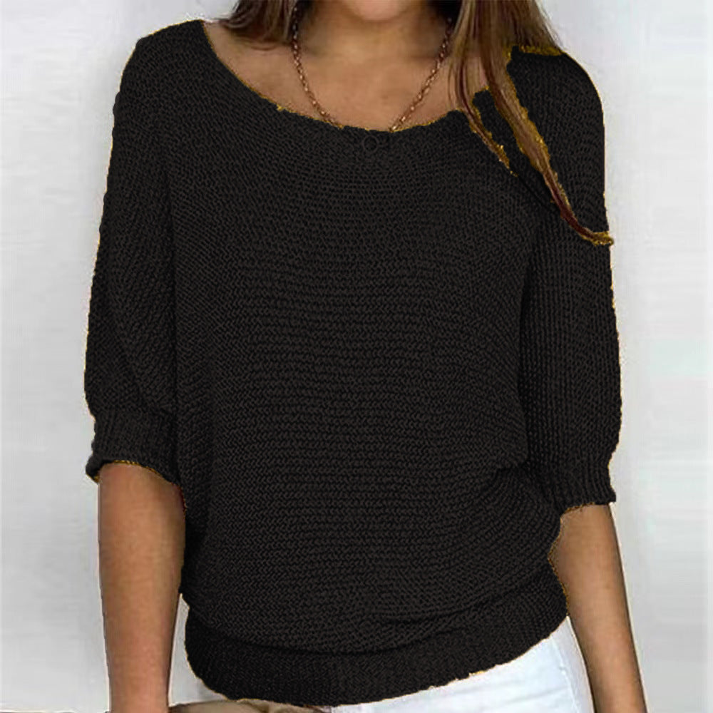 Sarah | Cosy Loose Knit Batwing Scoop Neck Autumn Jumper