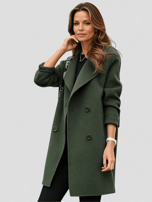 Ainsley | Wool Double-Breasted Longline Trench Coat