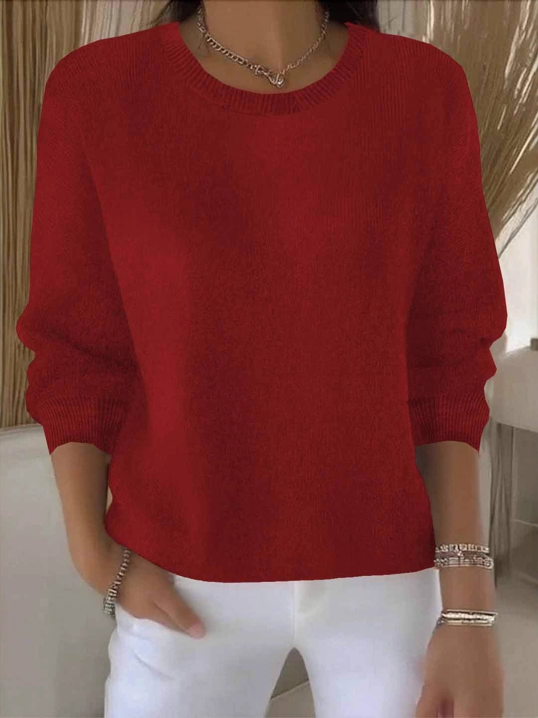 Jennifer | Cosy Crew Neck Knitted Long Sleeve Jumper