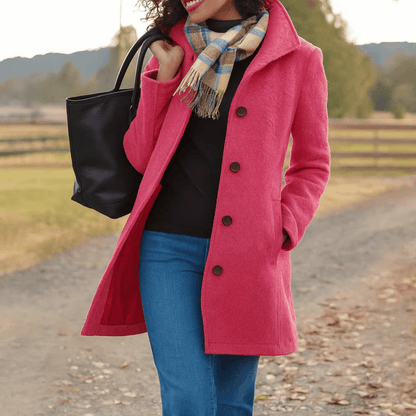 Briar | Hooded Single-Breasted Wool Coat with Side Pockets (Mid-Length)