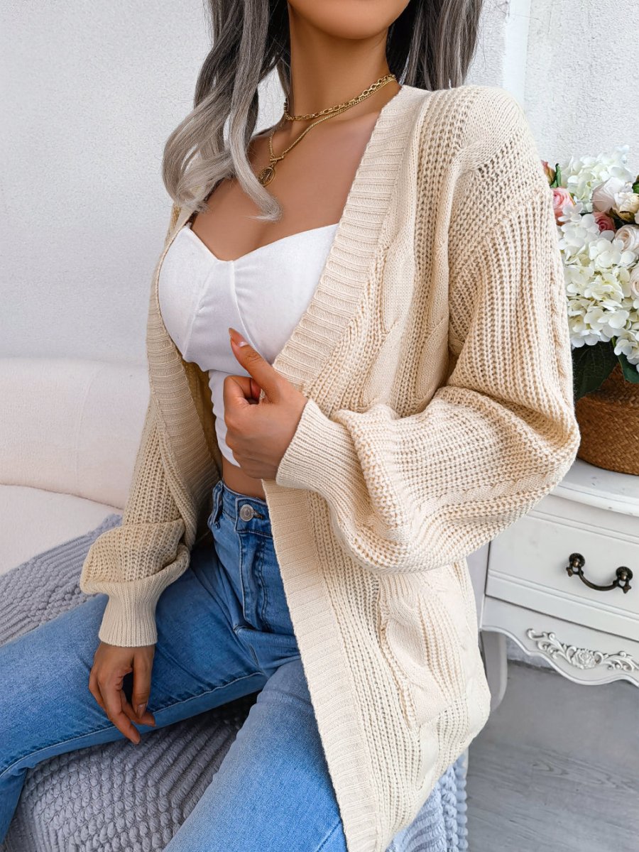 Deirdre | Oversized Open Front Cable Knit Cardigan with Pockets