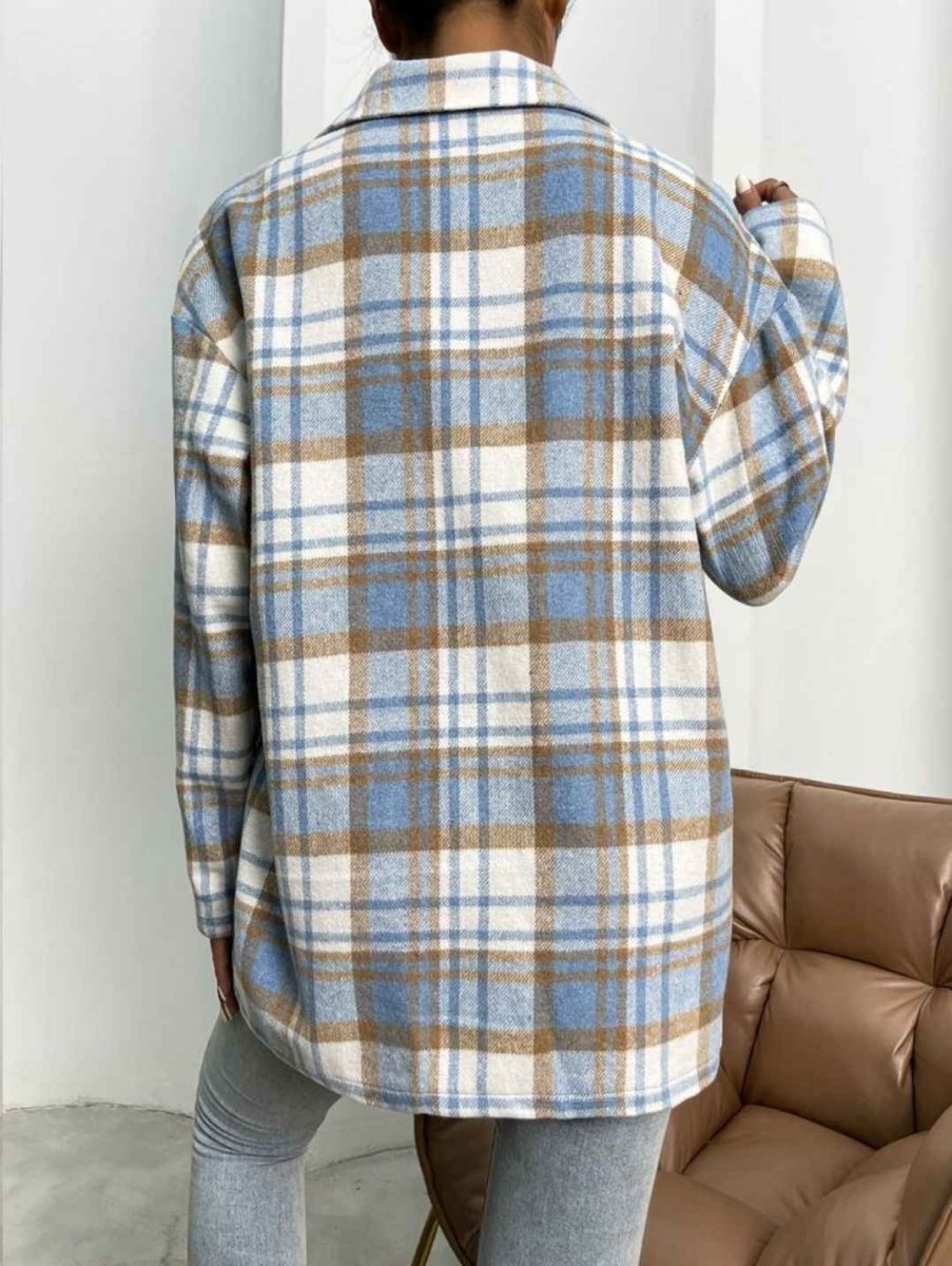 Beth | Oversized Check Shacket with Chest Pockets and Button Front
