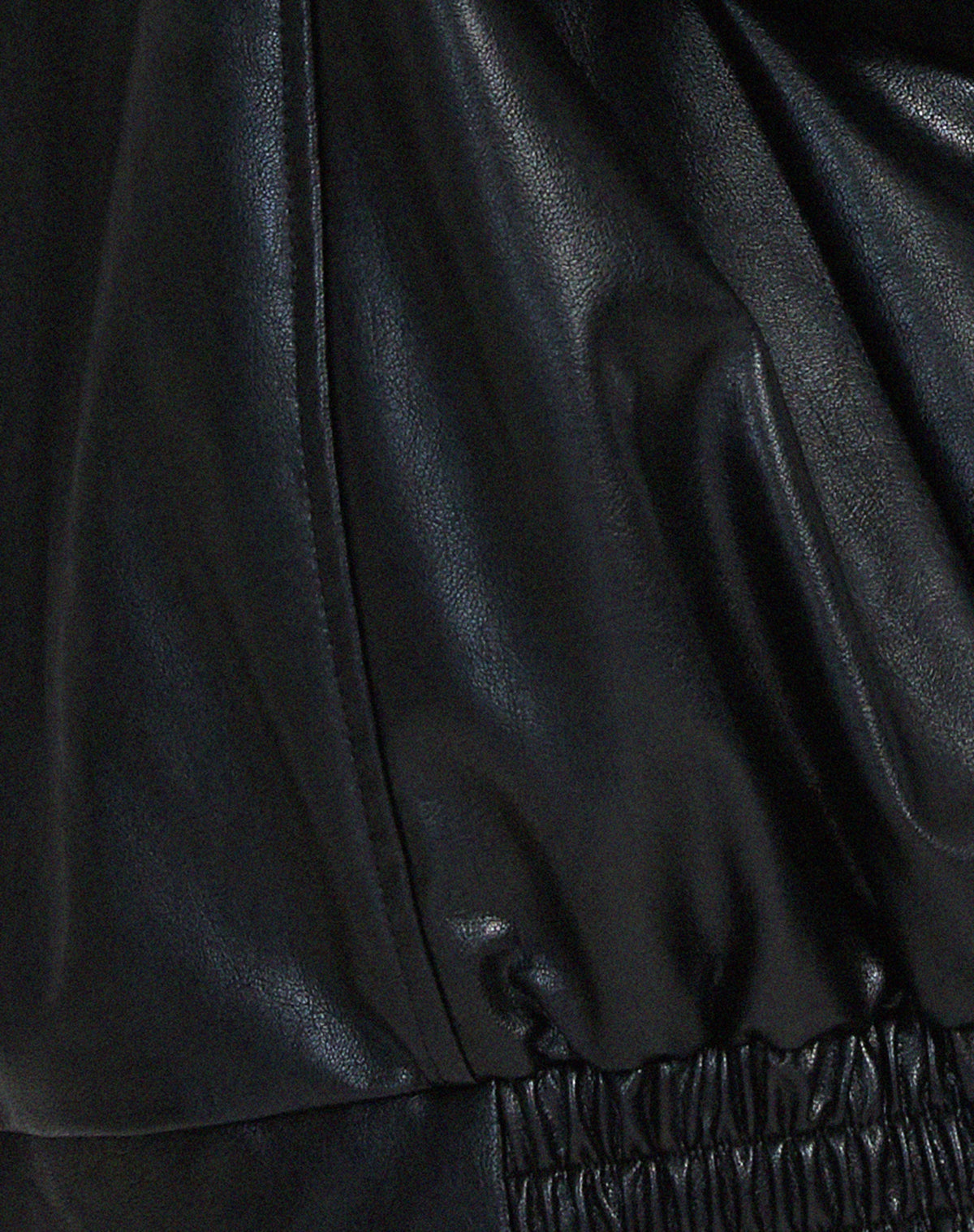 Faux Leather Bomber Jacket for Women | Oversized Zip-Front Elasticated Hem
