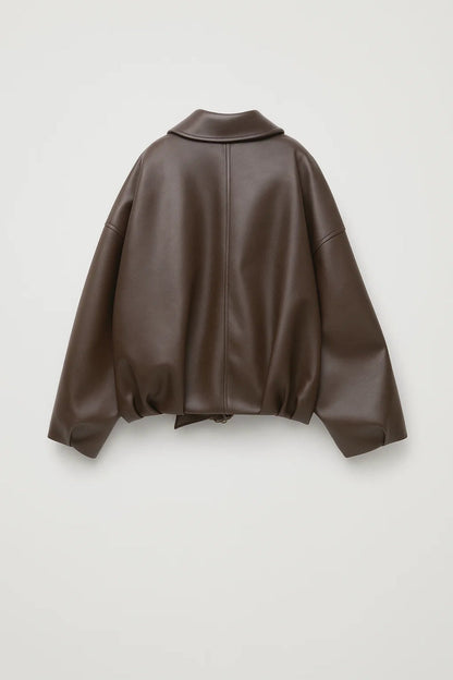 Leather Jacket for Women | Oversized Belted Zip-Front