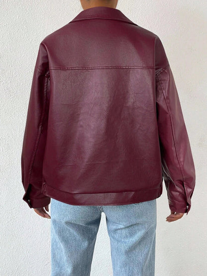 Leather Jacket for Women | Oversized Drop-Shoulder Collar