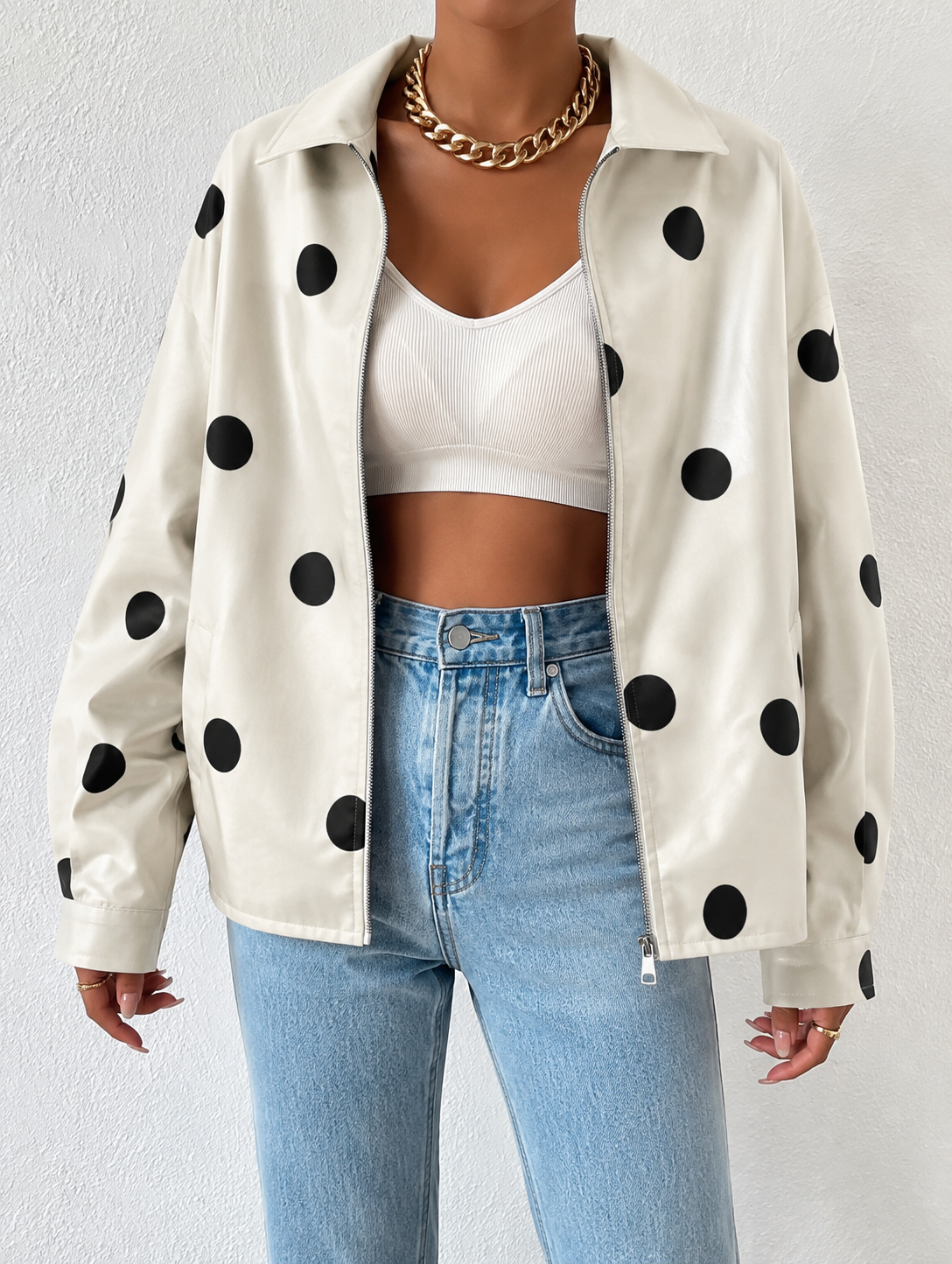 Leather Jacket for Women | Oversized Drop-Shoulder Collar