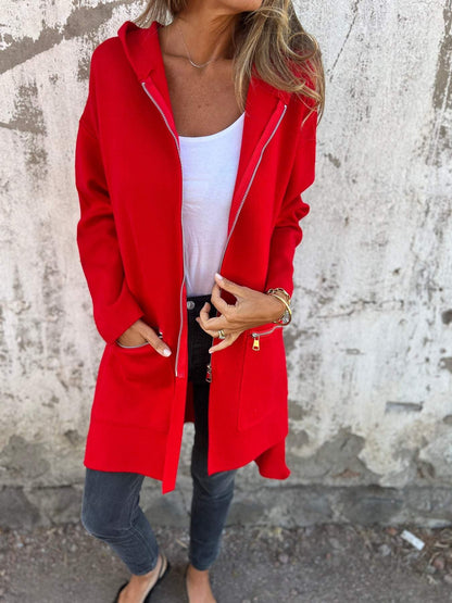 Lorelai | Oversized Long Zip-Up Cardigan with Zip Pockets