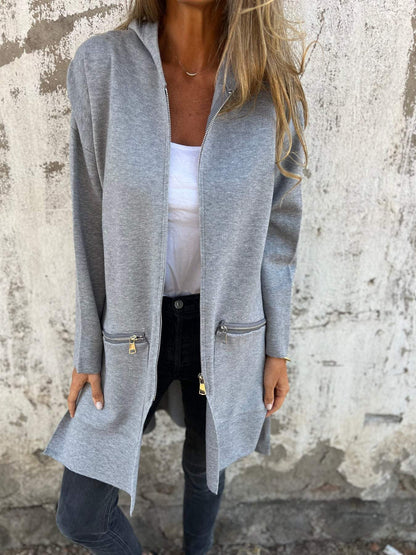 Lorelai | Oversized Long Zip-Up Cardigan with Zip Pockets