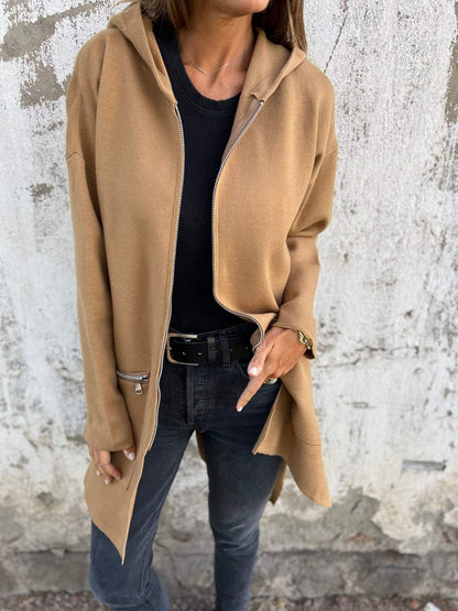 Lorelai | Oversized Long Zip-Up Cardigan with Zip Pockets