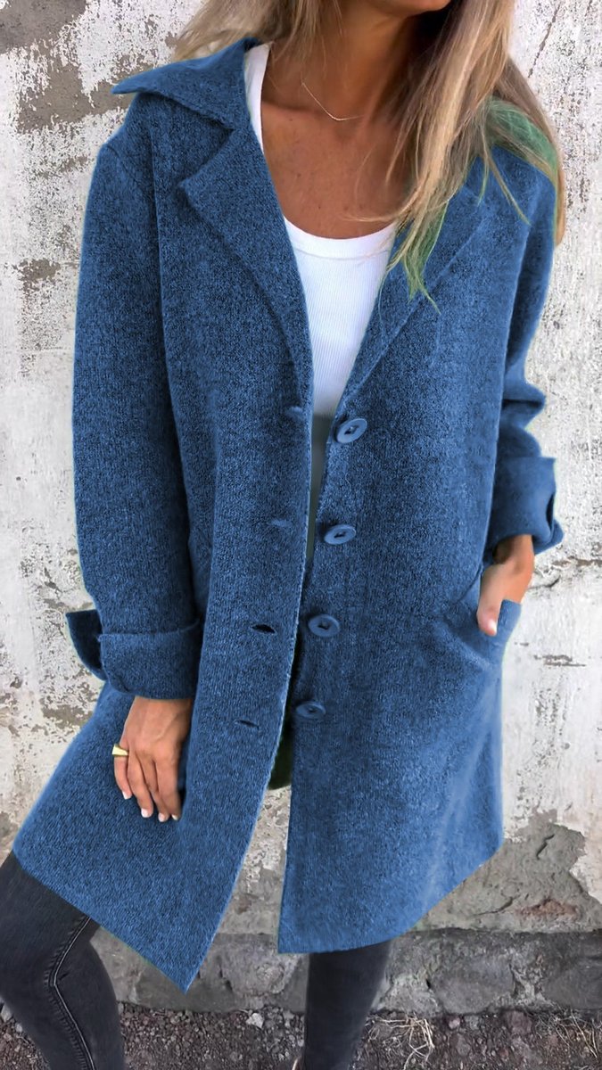 Tegan | Oversized Wool Coat with Wide Collar and Cuffed Sleeves