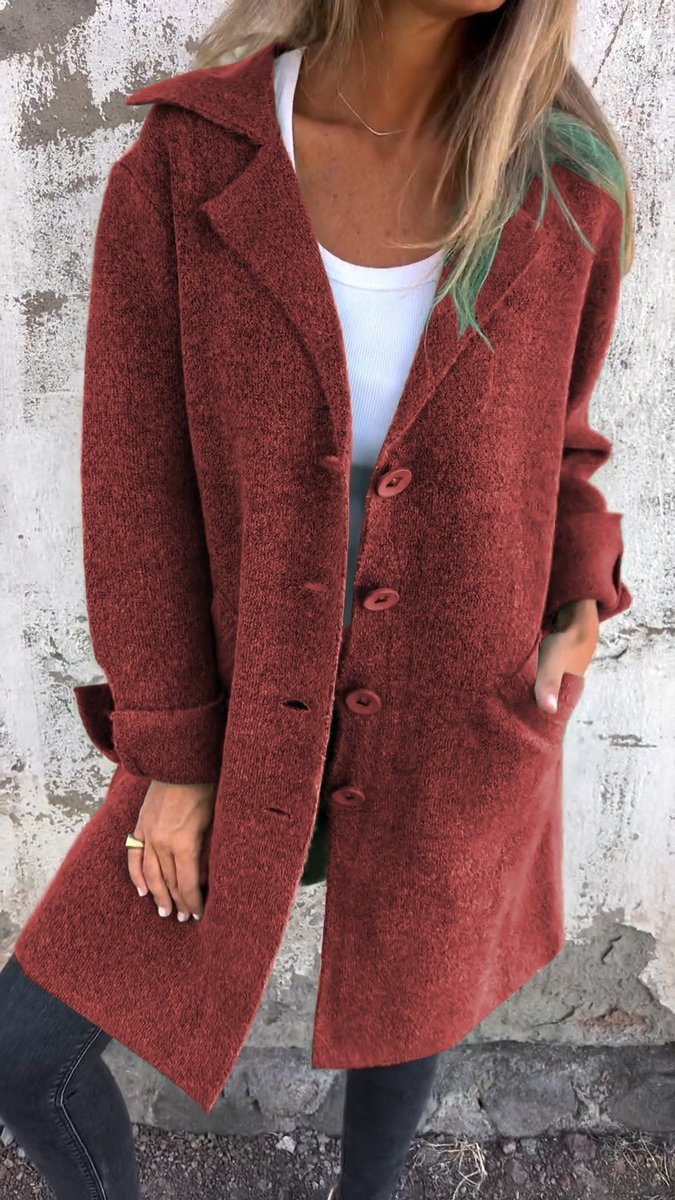 Tegan | Oversized Wool Coat with Wide Collar and Cuffed Sleeves