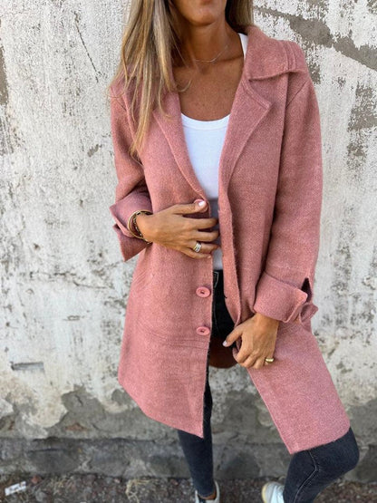 Tegan | Oversized Wool Coat with Wide Collar and Cuffed Sleeves