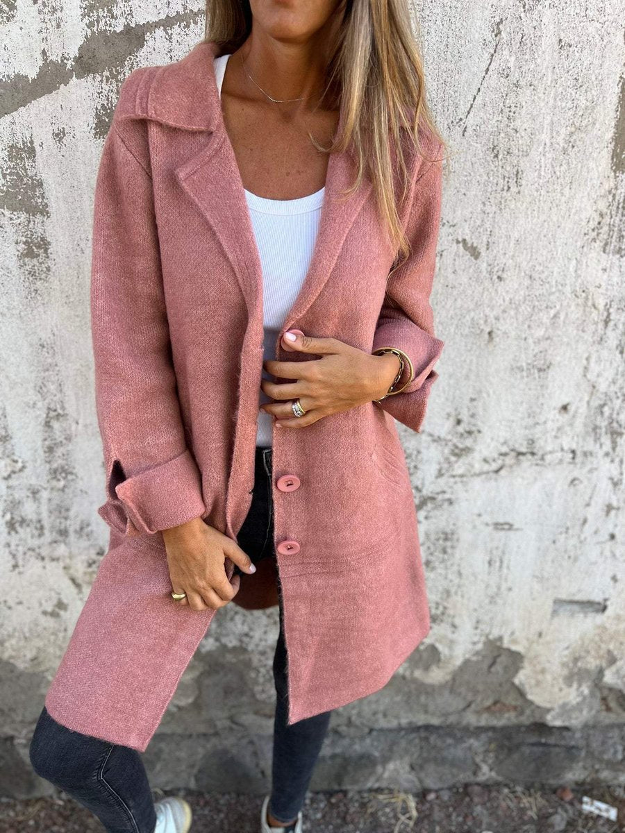 Tegan | Oversized Wool Coat with Wide Collar and Cuffed Sleeves