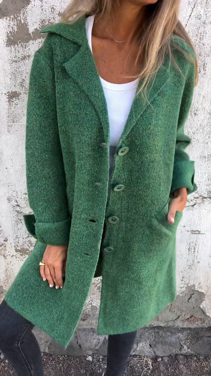 Tegan | Oversized Wool Coat with Wide Collar and Cuffed Sleeves
