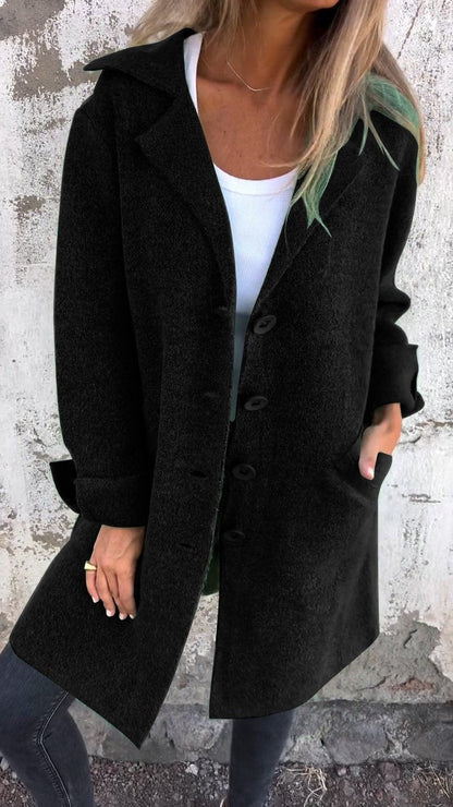 Tegan | Oversized Wool Coat with Wide Collar and Cuffed Sleeves