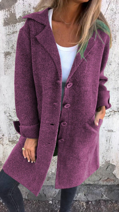 Tegan | Oversized Wool Coat with Wide Collar and Cuffed Sleeves