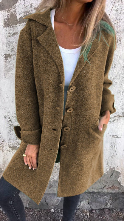 Tegan | Oversized Wool Coat with Wide Collar and Cuffed Sleeves